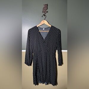 Old Navy Black and White Polka Dot Long Sleeve Dress